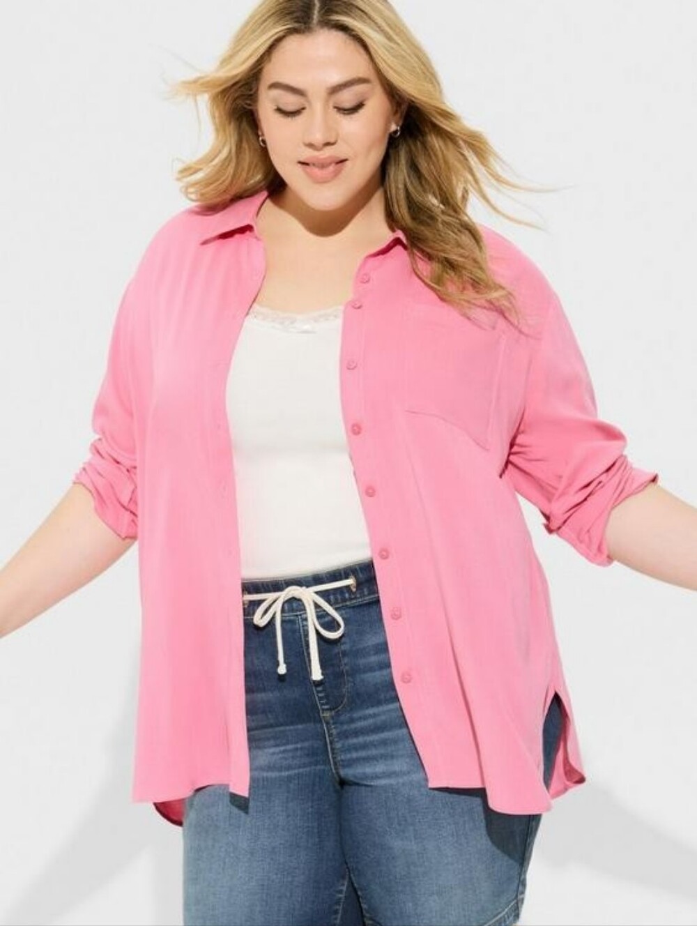 torrid Pink Button-Up Casual Shirt - Picture 1 of 10